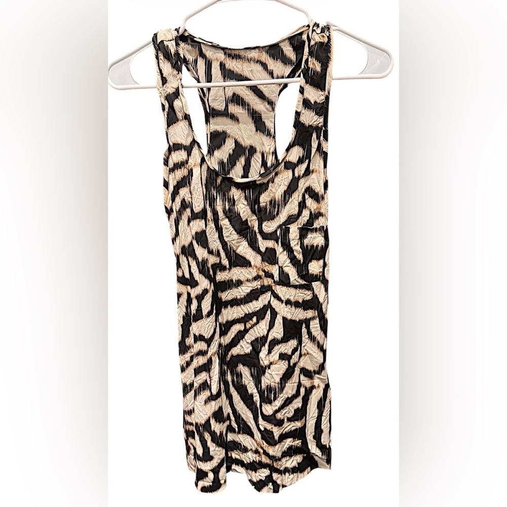 Stylish silk Zebra Print Women's Top LARGE 17in pit to pit length 29in